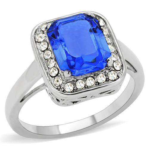 BLUE SWAROVSKI CRYSTAL CLUSTER STAINLESS STEEL RING-6 sizes